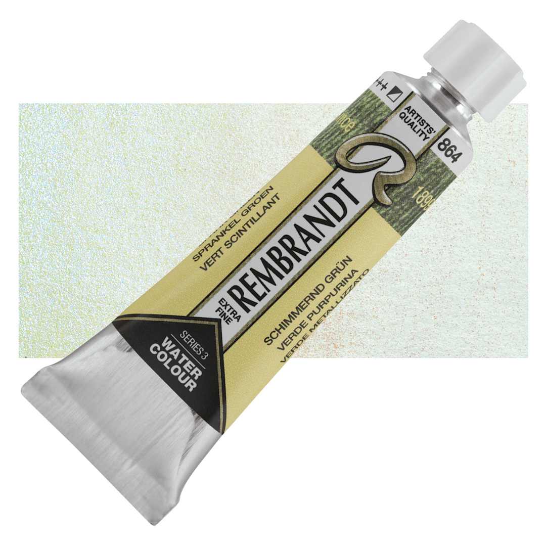Open in modal - Rembrandt Artist Watercolor - Spark Green, 10 ml tube and swatch