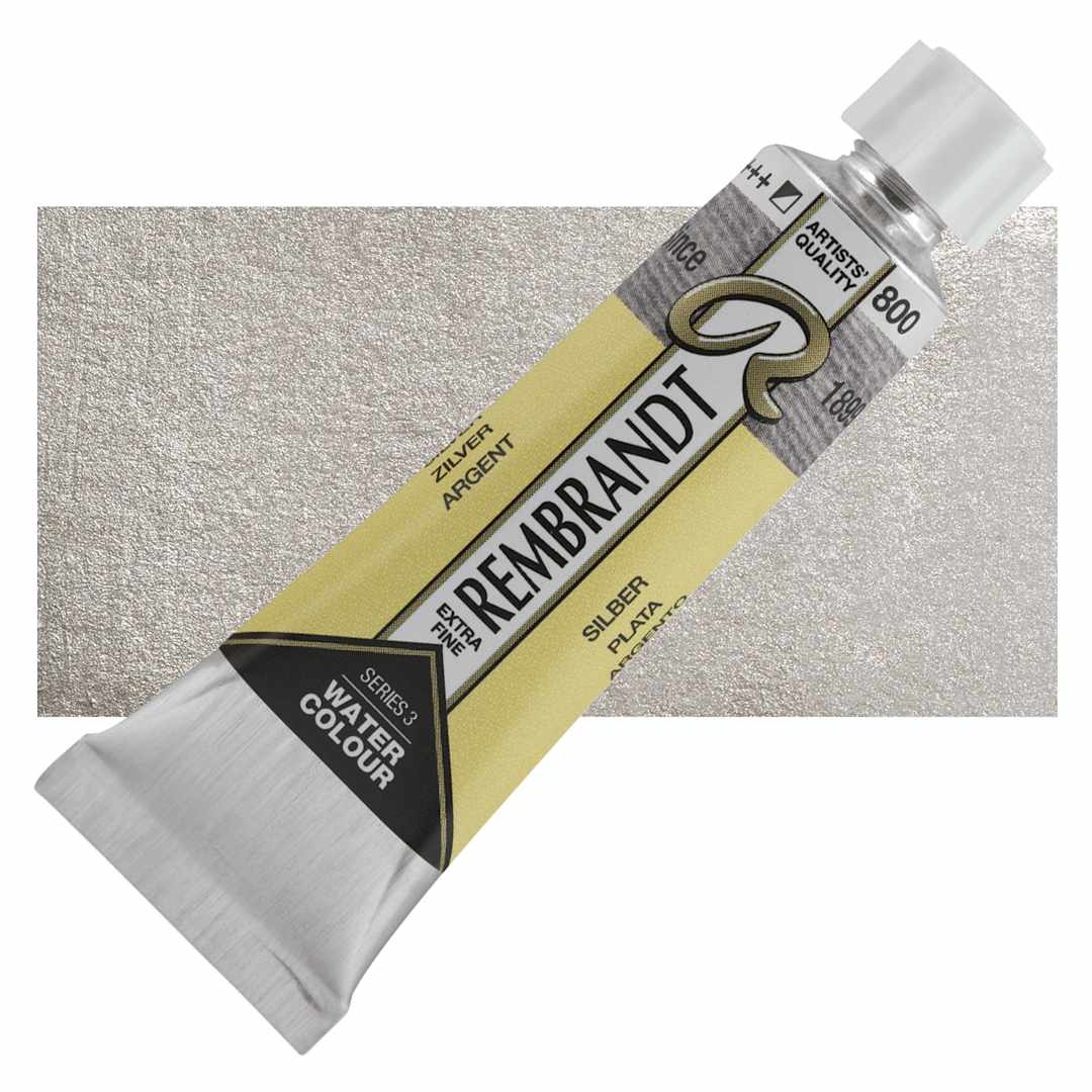 Open in modal - Rembrandt Artist Watercolor - Silver, 10 ml tube and swatch