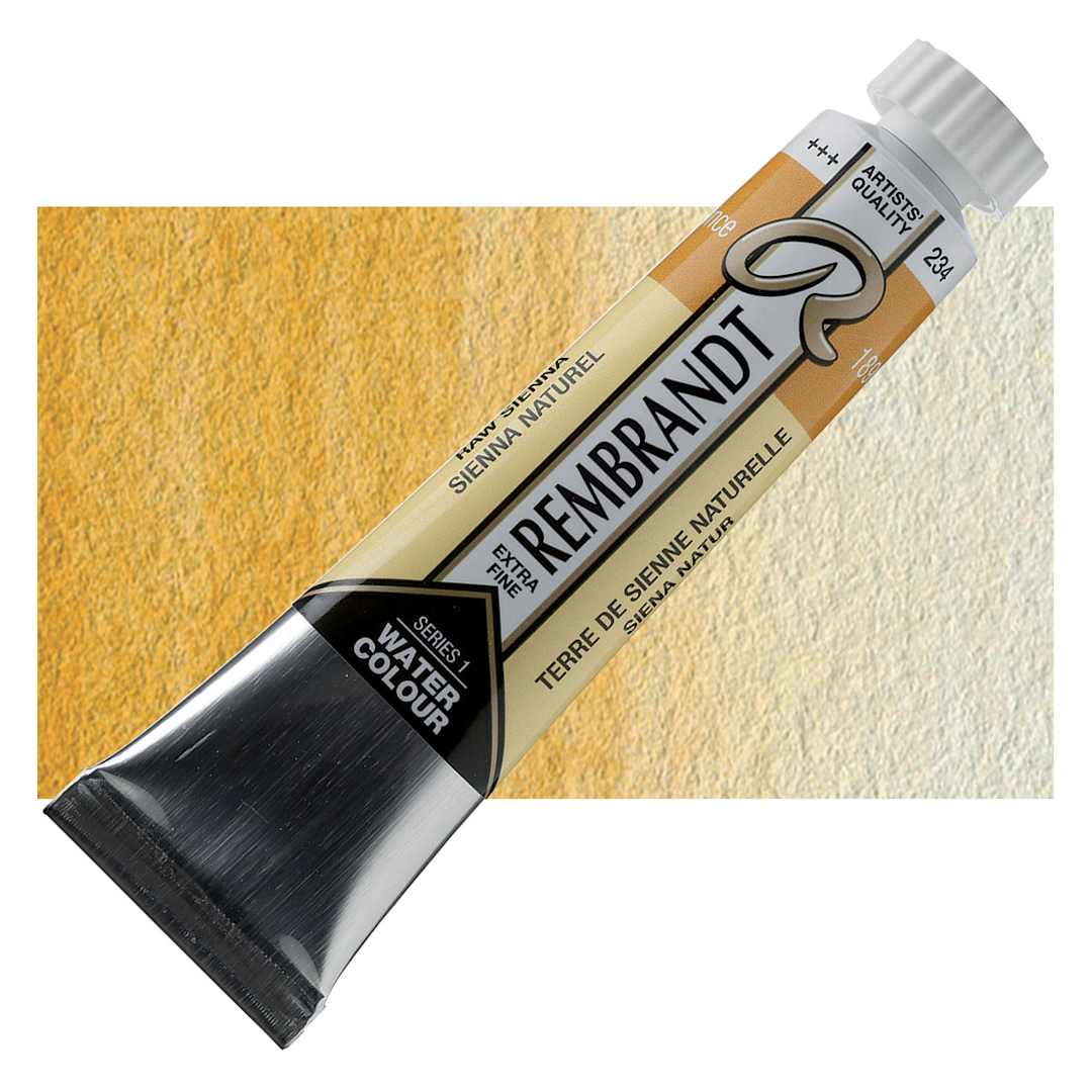 Open in modal - Rembrandt Artist Watercolor - Raw Sienna, 10 ml tube and swatch