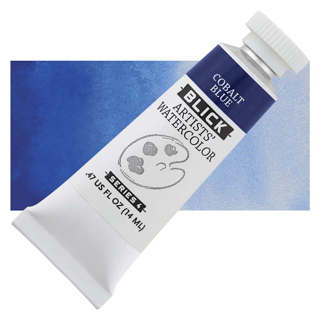 Open in modal - Blick Artists' Watercolor - Cobalt Blue, 14 ml tube and swatch