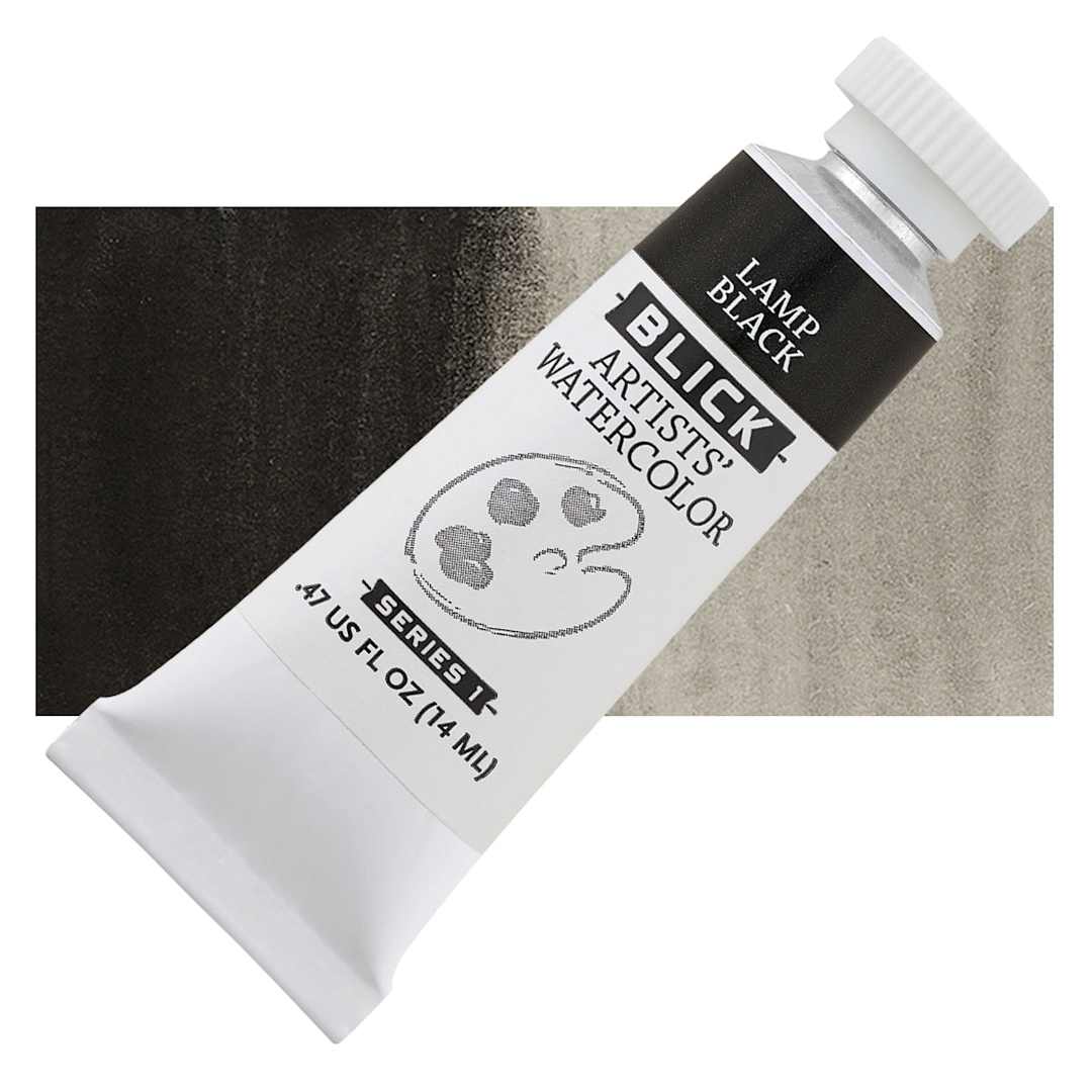 Open in modal - Blick Artists' Watercolor - Lamp Black, 14 ml tube and swatch