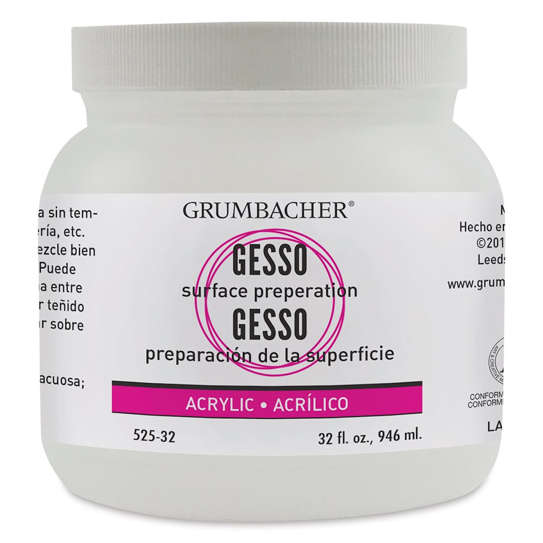 Open in modal - Grumbacher Acrylic Gesso - Front of 32 oz Jar shown