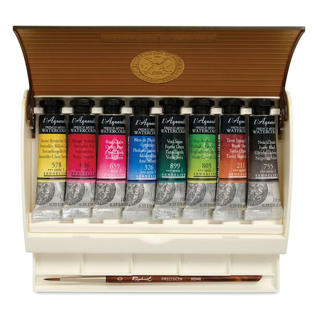 Open in modal - Sennelier French Artists' Watercolor Set - Travel Case, Set of 8, 10 ml tubes