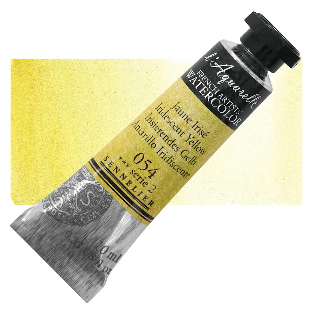Open in modal - Sennelier French Artists' Watercolor - Iridescent Yellow, 10 ml Tube and swatch
