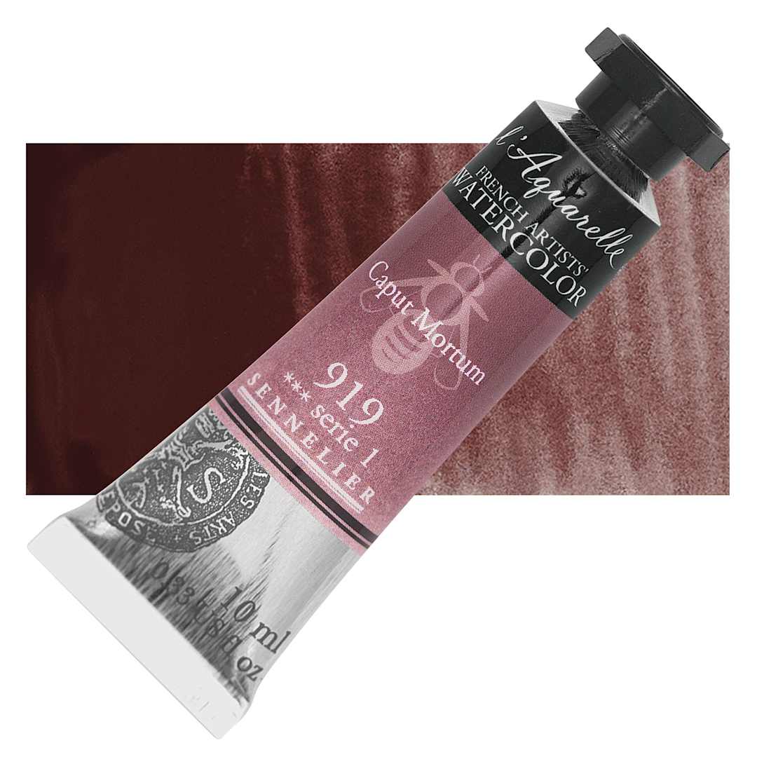 Open in modal - Sennelier French Artists' Watercolor - Caput Mortum, 10 ml, Tube and swatch