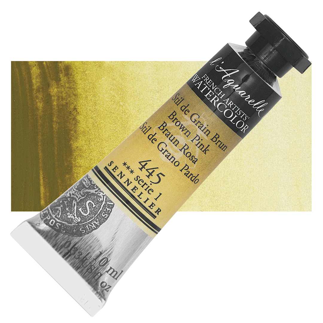 Open in modal - Sennelier French Artists' Watercolor - Brown Pink, 10 ml, Tube and swatch