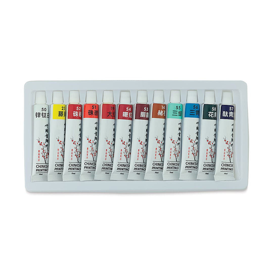 Open in modal - Yasutomo Authentic Chinese Watercolor Set - Set of 12 colors, 12 ml tubes, front