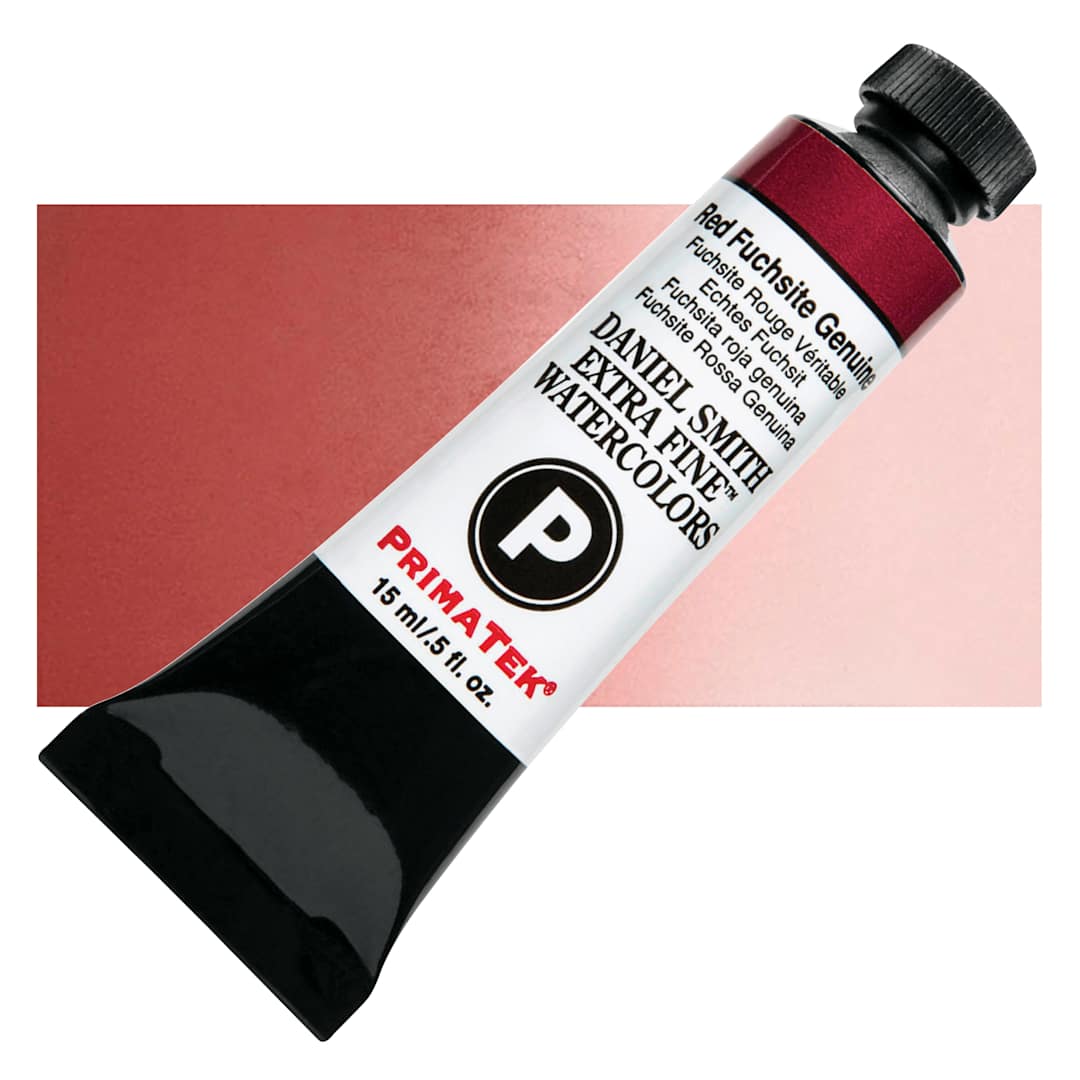 Open in modal - Daniel Smith Extra Fine Watercolor - PrimaTek, Red Fuchsite Genuine, 15 ml Tube and swatch
