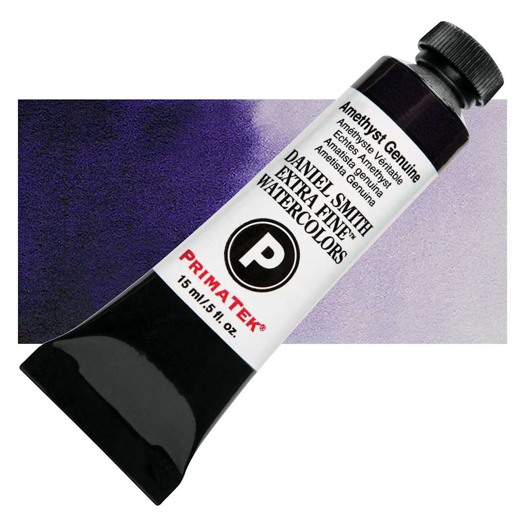 Open in modal - Daniel Smith Extra Fine Watercolor - PrimaTek, Amethyst Genuine, 15 ml Tube and swatch