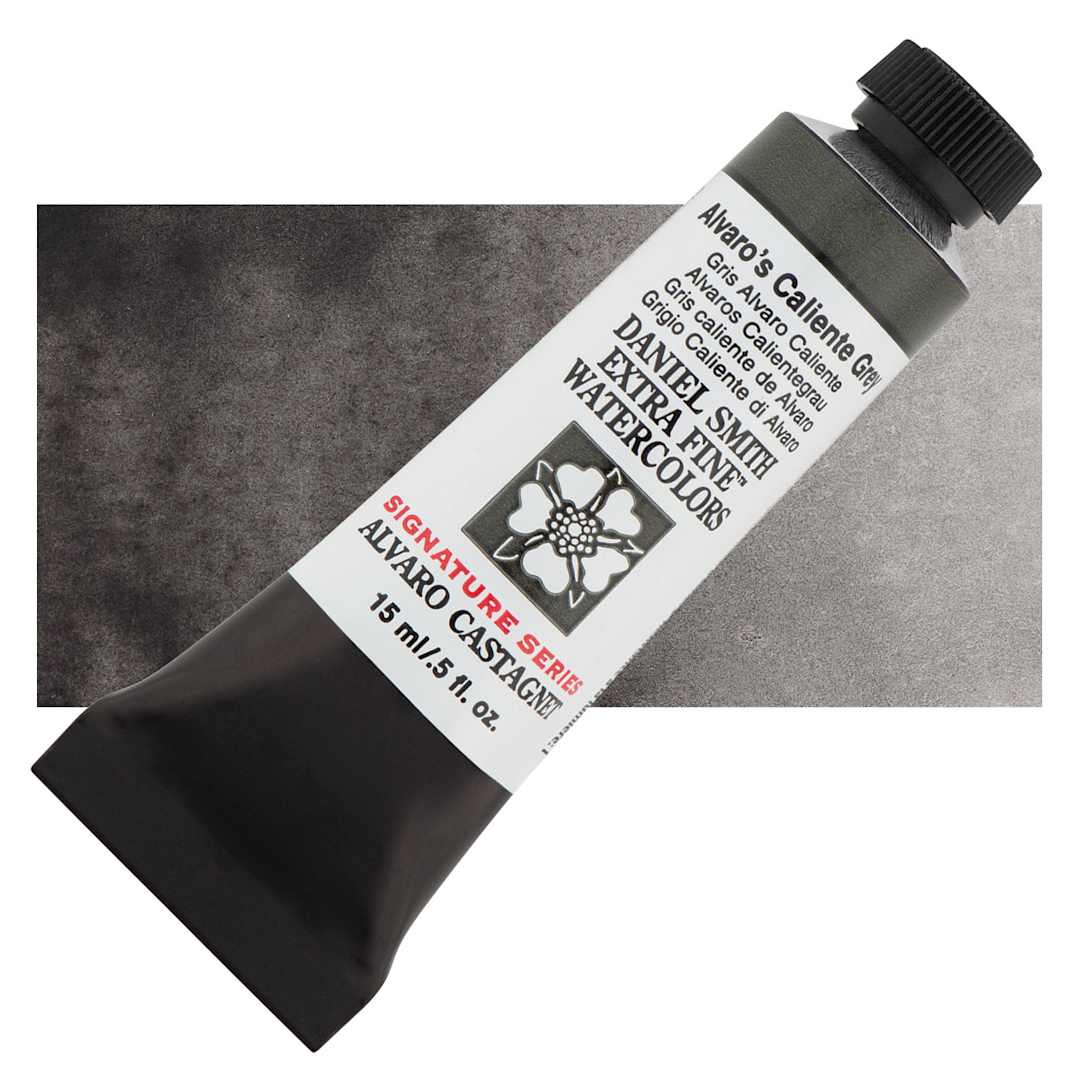 Open in modal - Daniel Smith Extra Fine Watercolor - Alvaro's Caliente Grey, 15 ml tube  and swatch