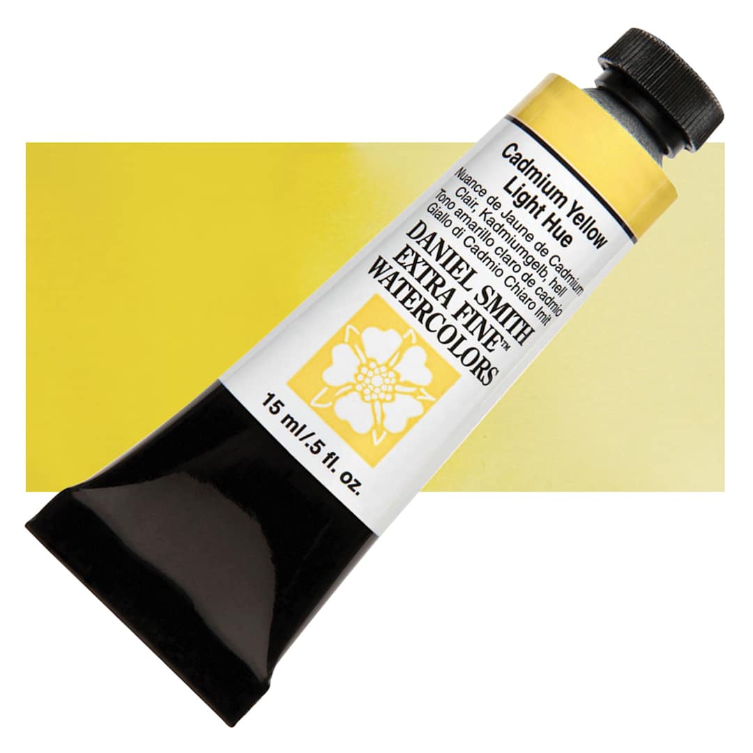 Open in modal - Daniel Smith Extra Fine Watercolor - Cadmium Yellow Light Hue, 15 ml Tube and swatch