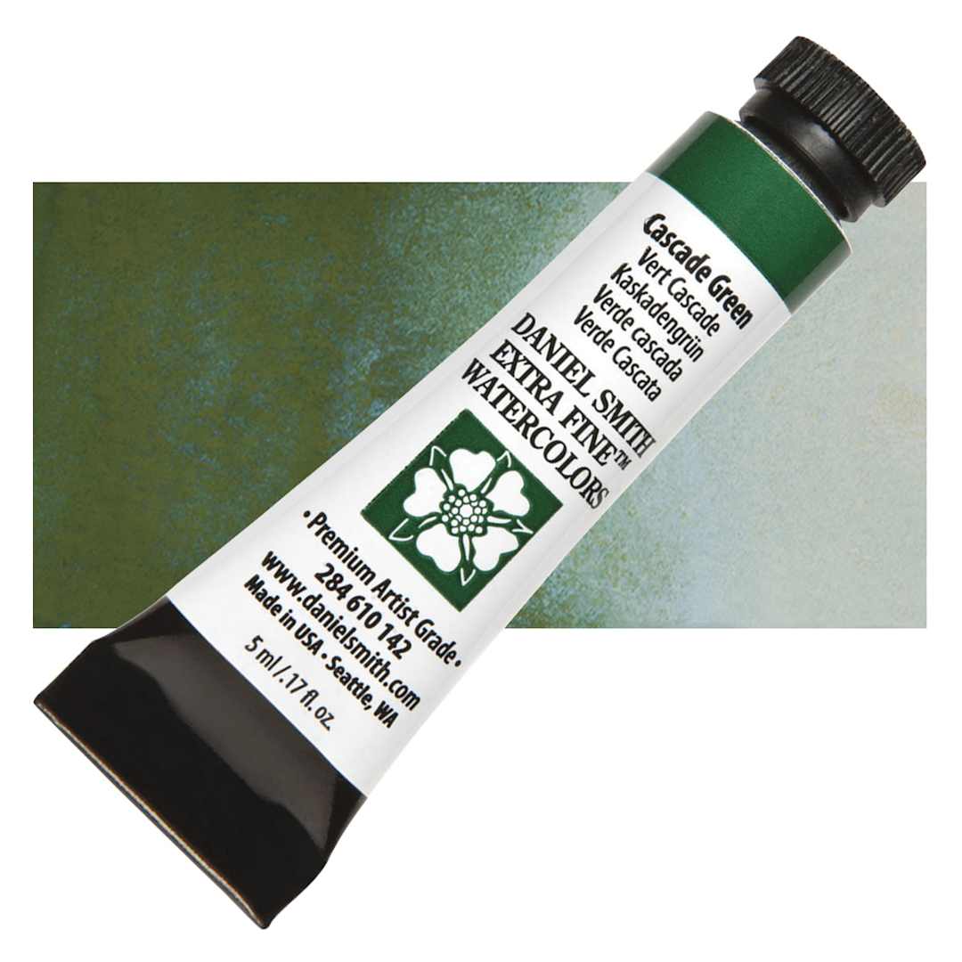 Open in modal - Daniel Smith Extra Fine Watercolor - Cascade Green, 5 ml Tube and swatch
