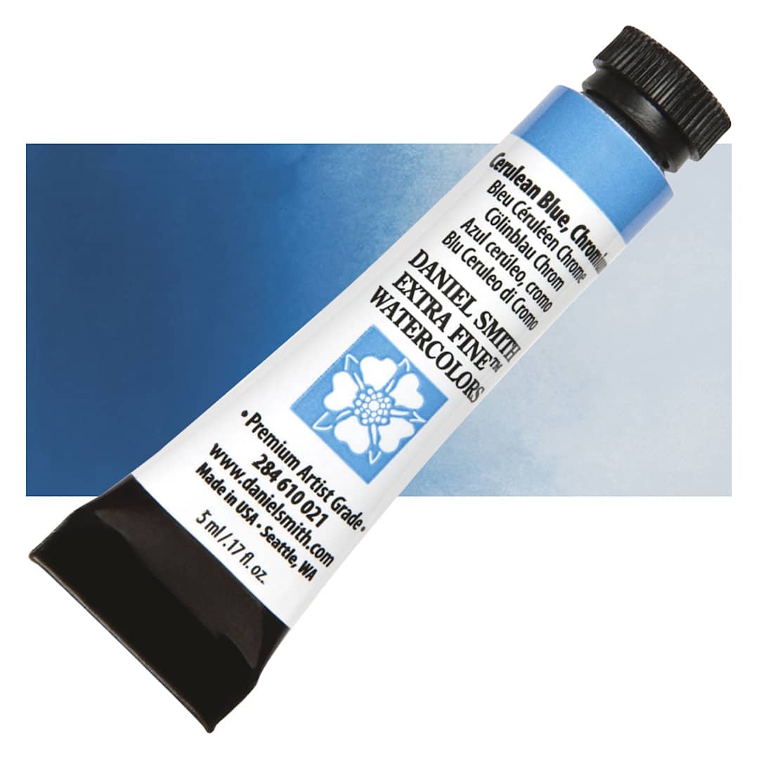 Open in modal - Daniel Smith Extra Fine Watercolor - Cerulean Blue Chrome, 5 ml Tube and swatch