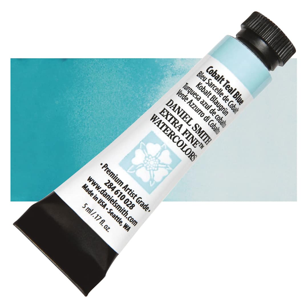 Open in modal - Daniel Smith Extra Fine Watercolor - Cobalt Teal Blue, 5 ml Tube and swatch