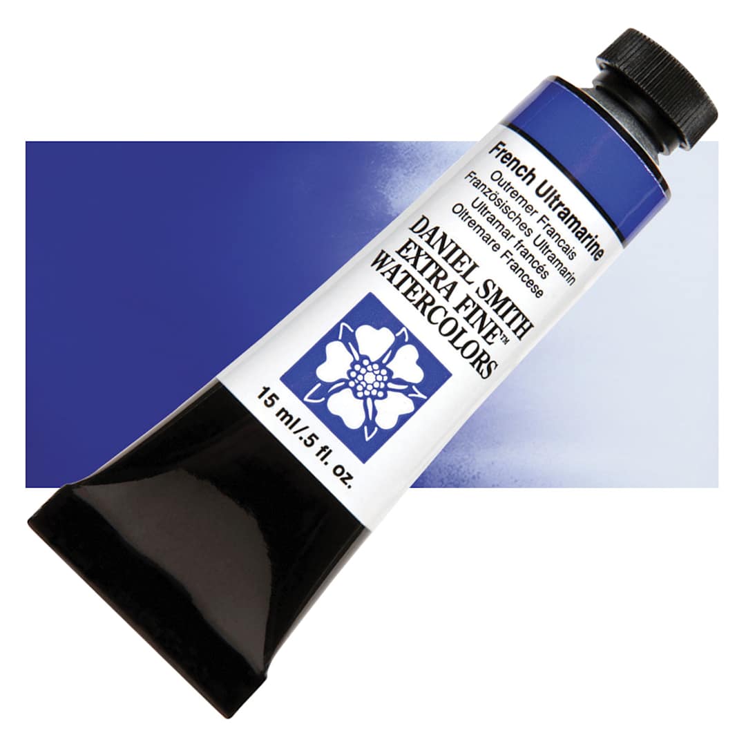 Open in modal - Daniel Smith Extra Fine Watercolor - French Ultramarine, 15 ml Tube and swatch