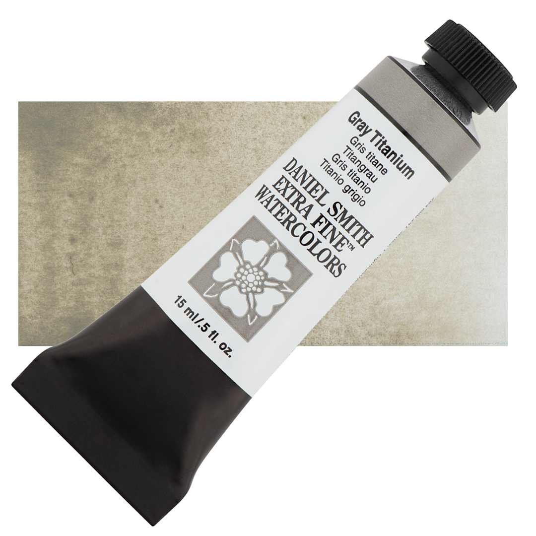 Open in modal - Daniel Smith Extra Fine Watercolor - Gray Titanium, 15 ml tube and swatch