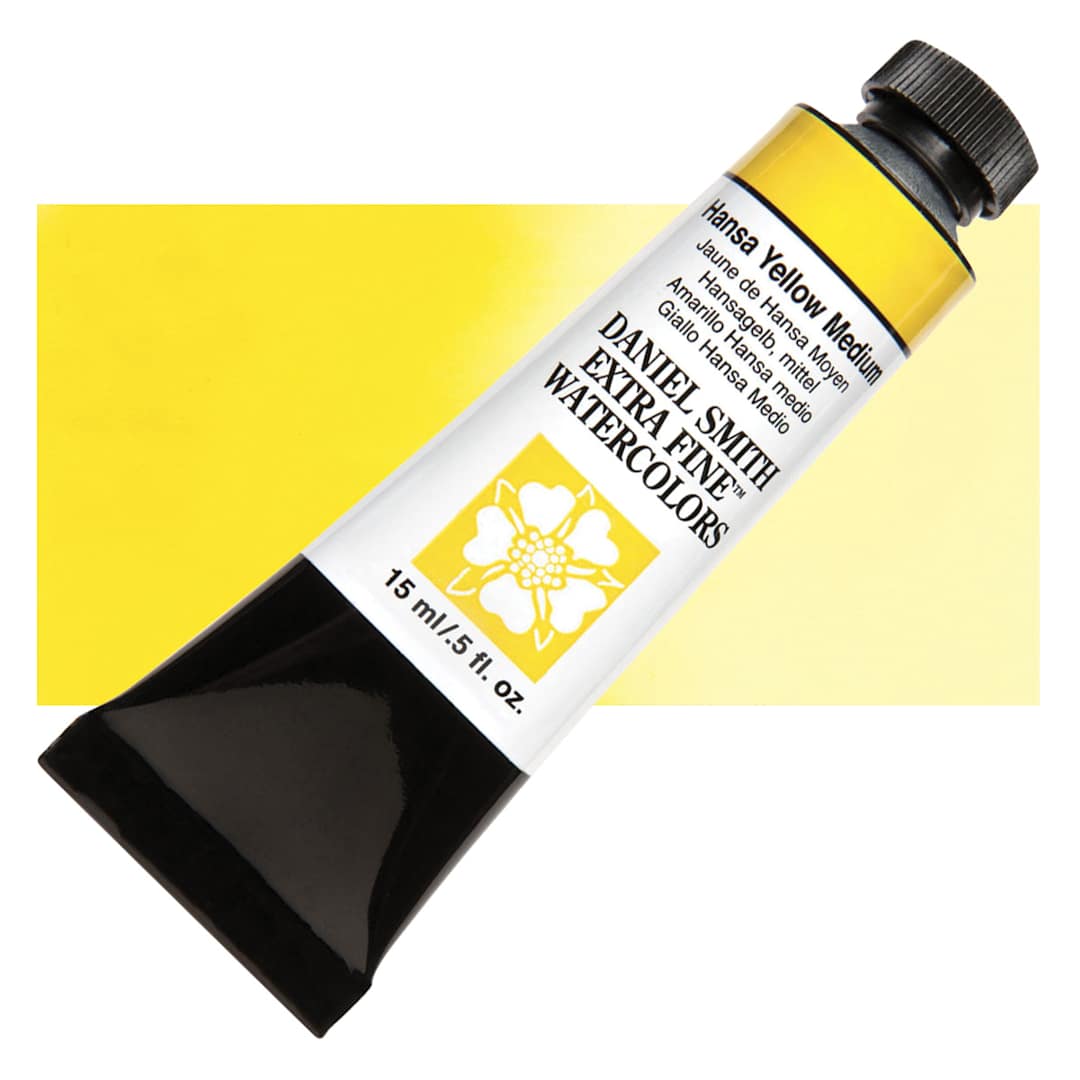 Open in modal - Daniel Smith Extra Fine Watercolor - Hansa Yellow Medium, 15 ml Tube and swatch
