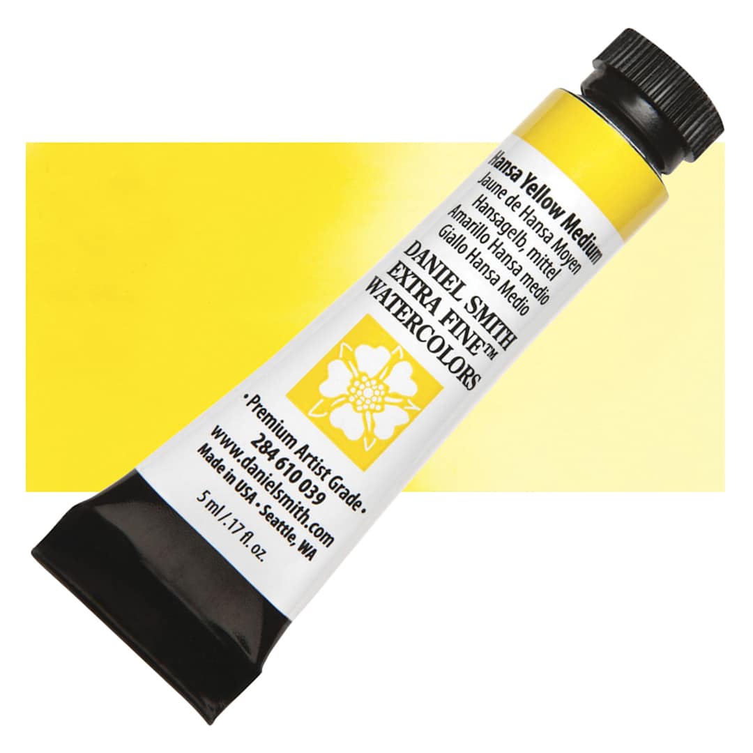 Open in modal - Daniel Smith Extra Fine Watercolor - Hansa Yellow Medium, 5 ml Tube and swatch