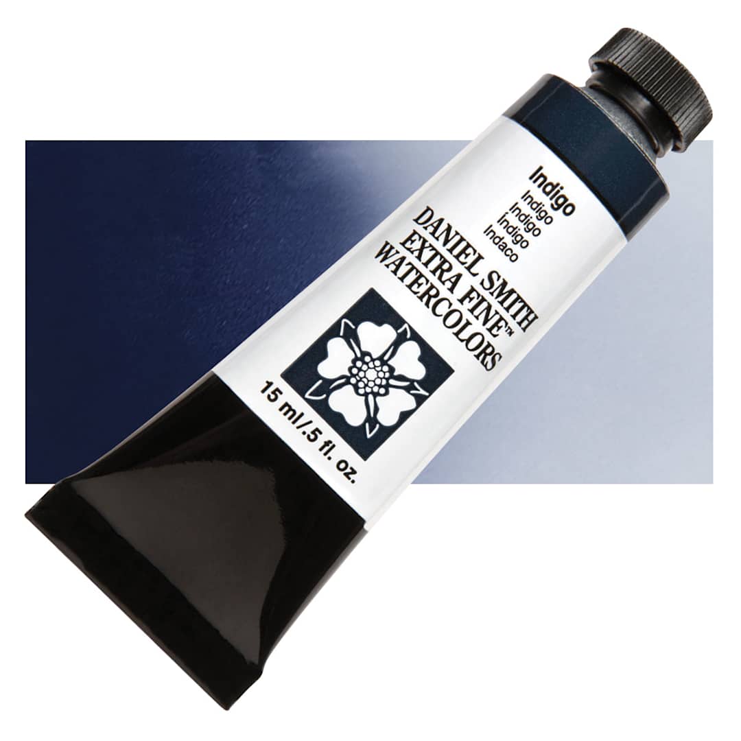 Open in modal - Daniel Smith Extra Fine Watercolor - Indigo, 15 ml Tube and swatch