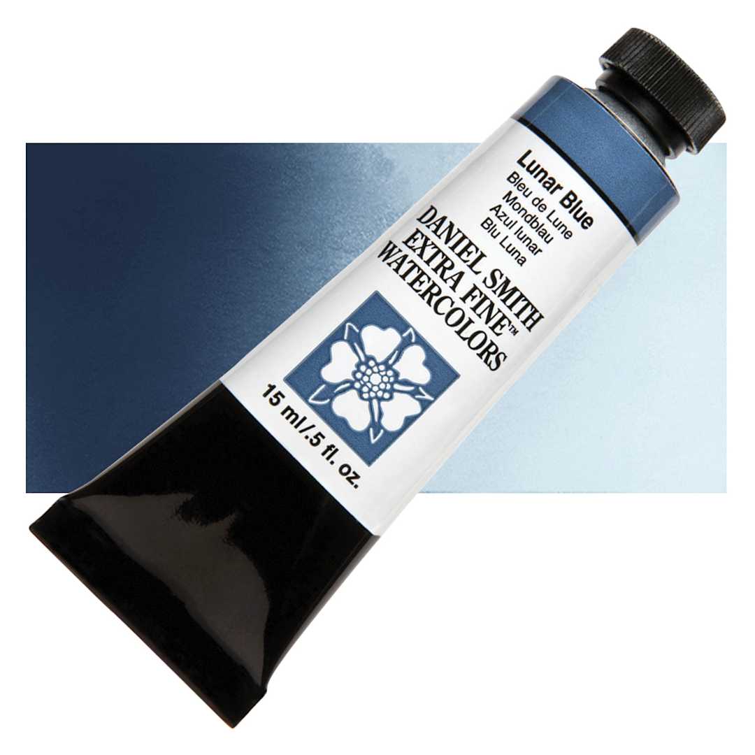 Open in modal - Daniel Smith Extra Fine Watercolor - Lunar Blue, 15 ml Tube and swatch