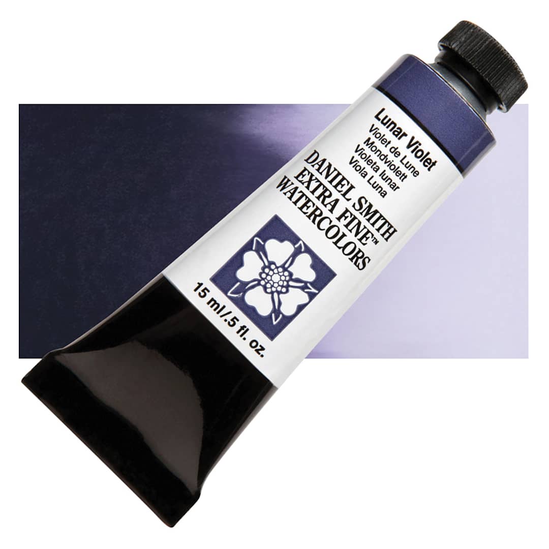 Open in modal - Daniel Smith Extra Fine Watercolor - Lunar Violet, 15 ml Tube and swatch