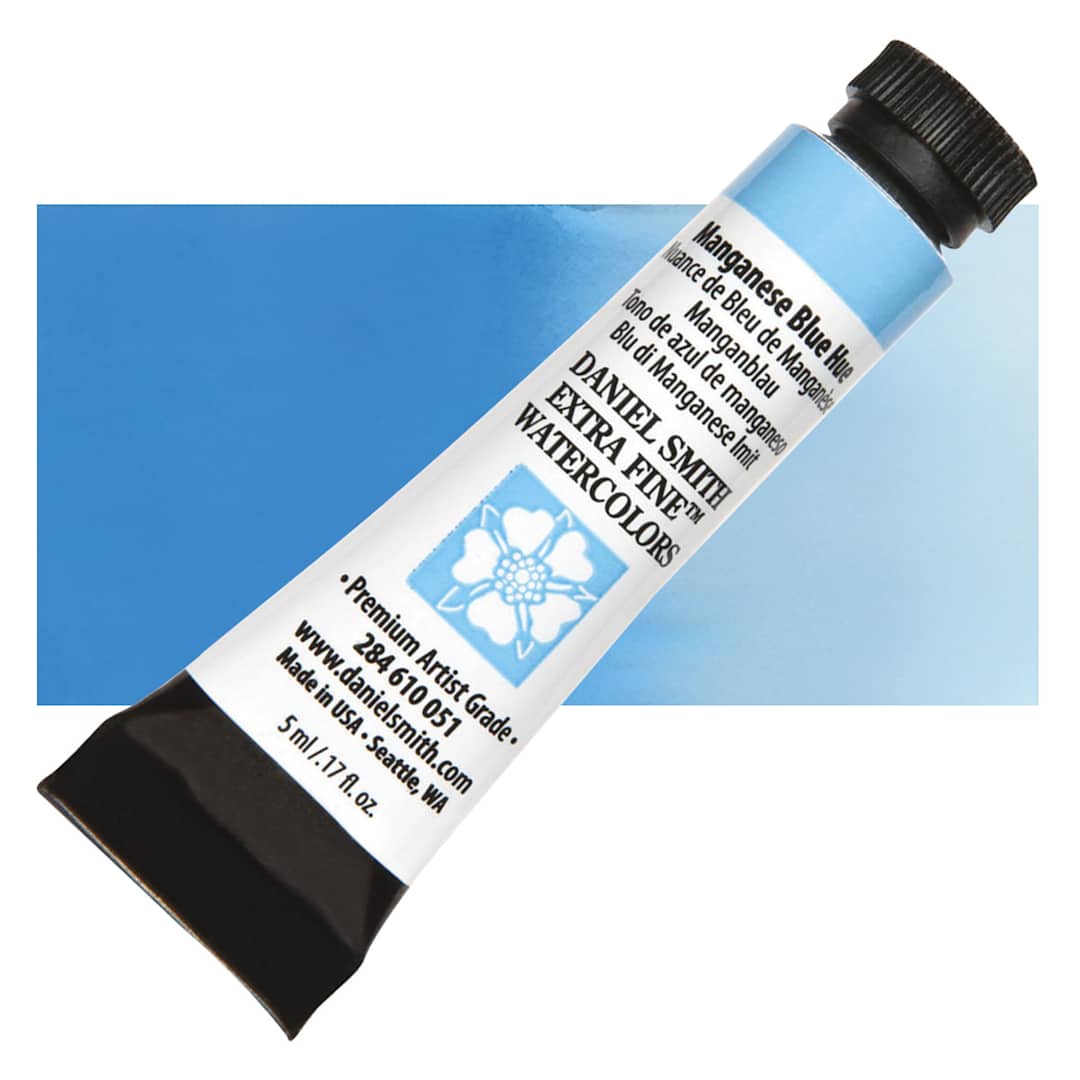 Open in modal - Daniel Smith Extra Fine Watercolor - Manganese Blue Hue, 5 ml Tube and swatch