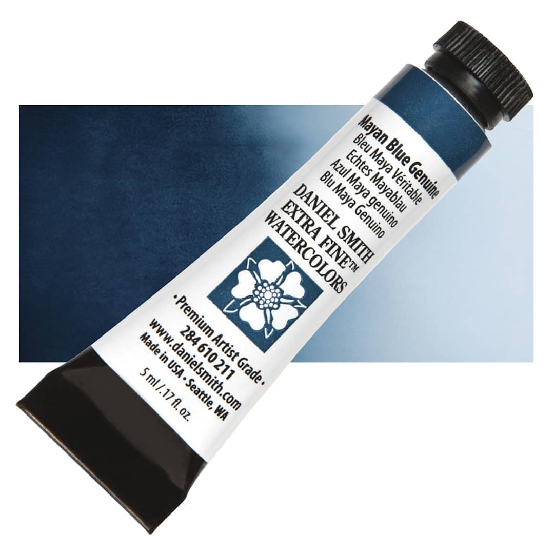 Open in modal - Daniel Smith Extra Fine Watercolor - Mayan Blue Genuine, 5 ml Tube and swatch