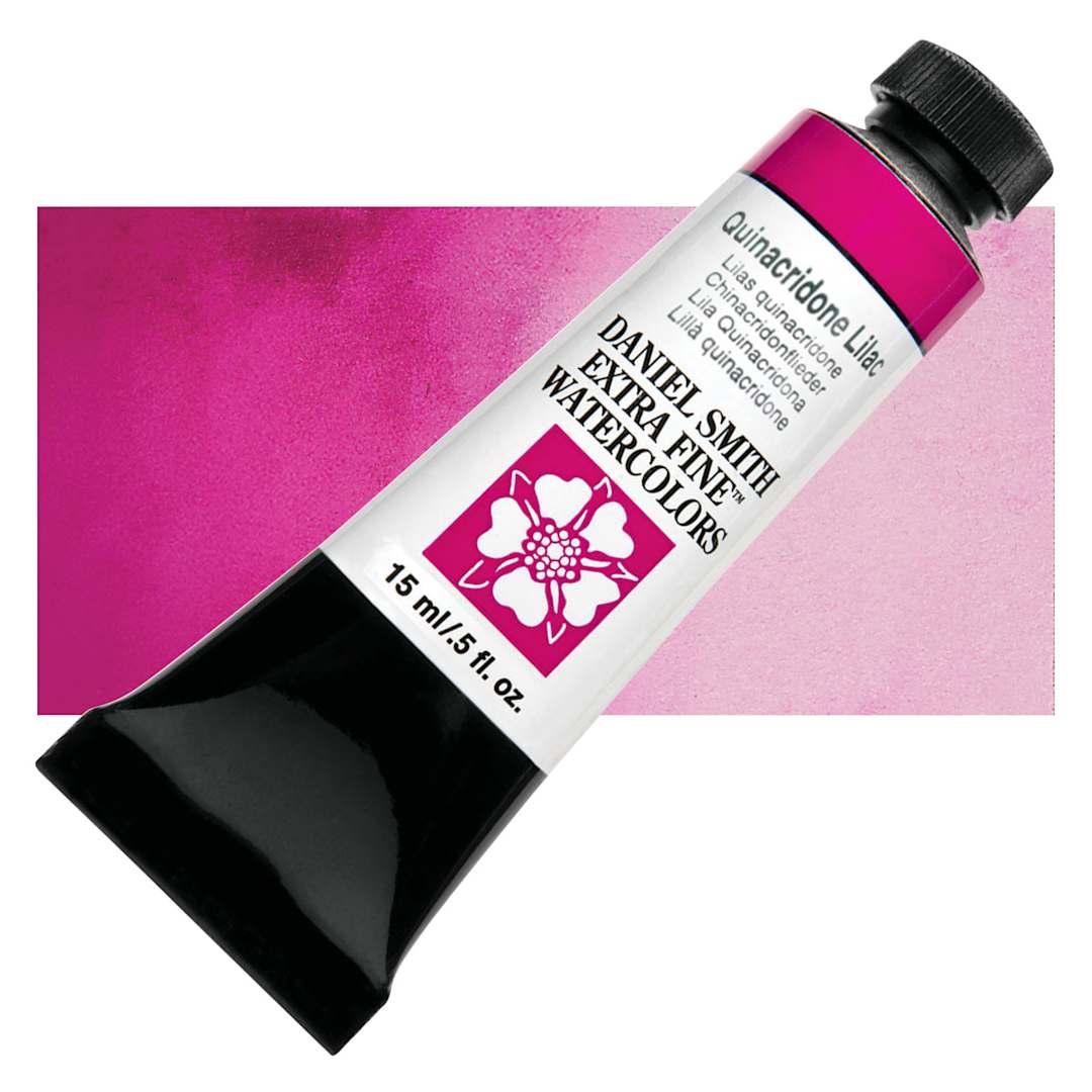 Open in modal - Daniel Smith Extra Fine Watercolor - Quinacridone Lilac, 15 ml tube and swatch