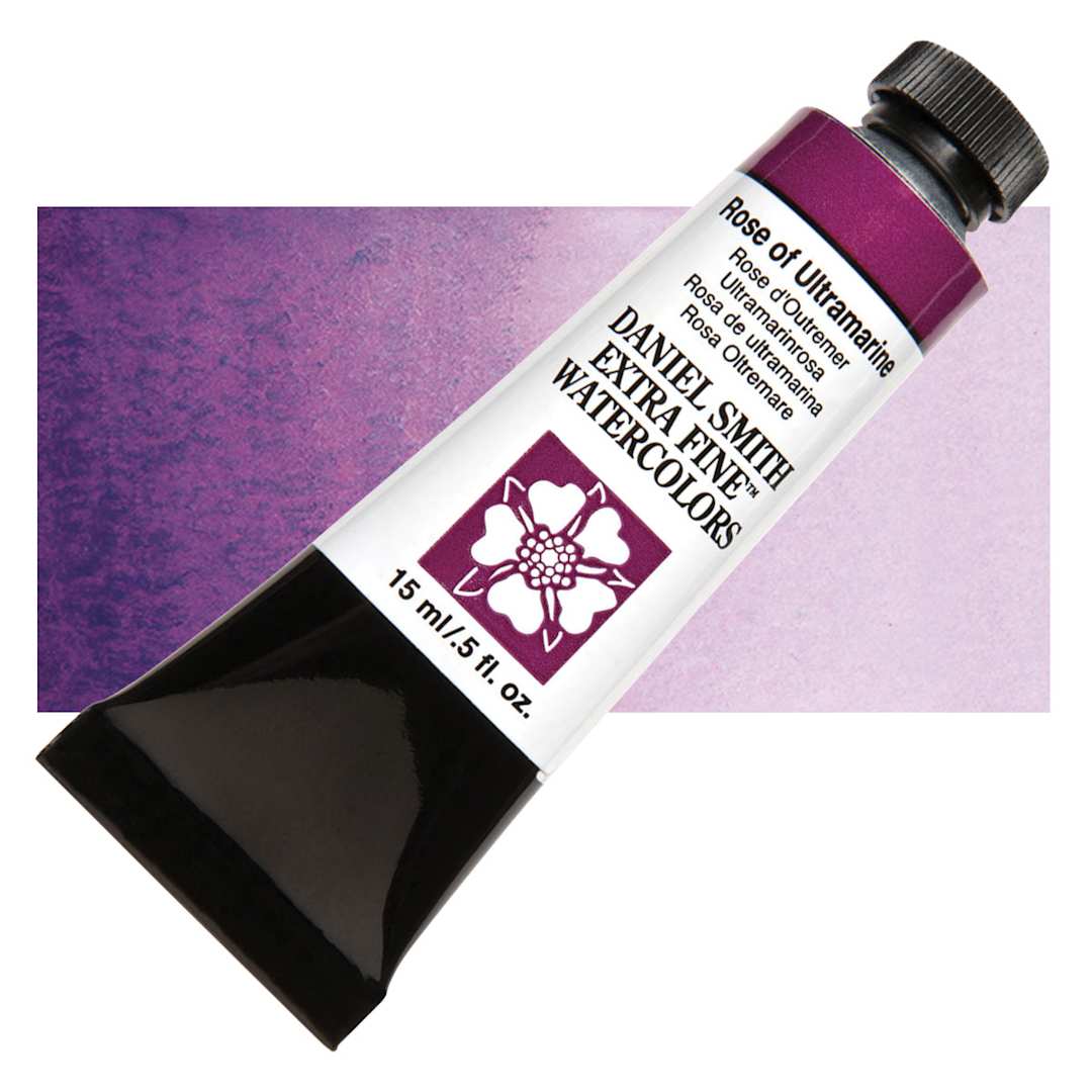 Open in modal - Daniel Smith Extra Fine Watercolor - Rose of Ultramarine, 15 ml Tube and swatch