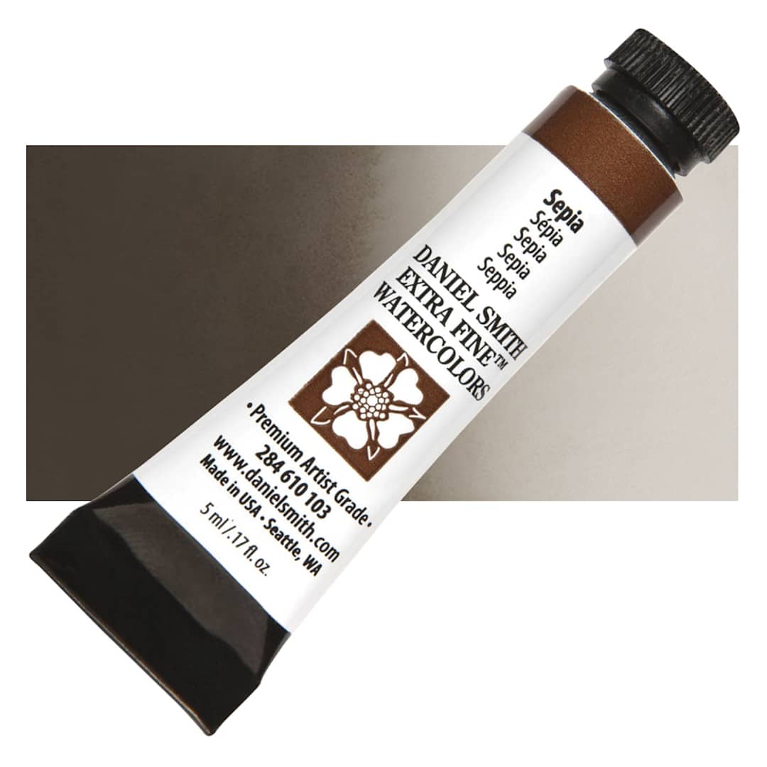 Open in modal - Daniel Smith Extra Fine Watercolor - Sepia, 5 ml Tube and swatch