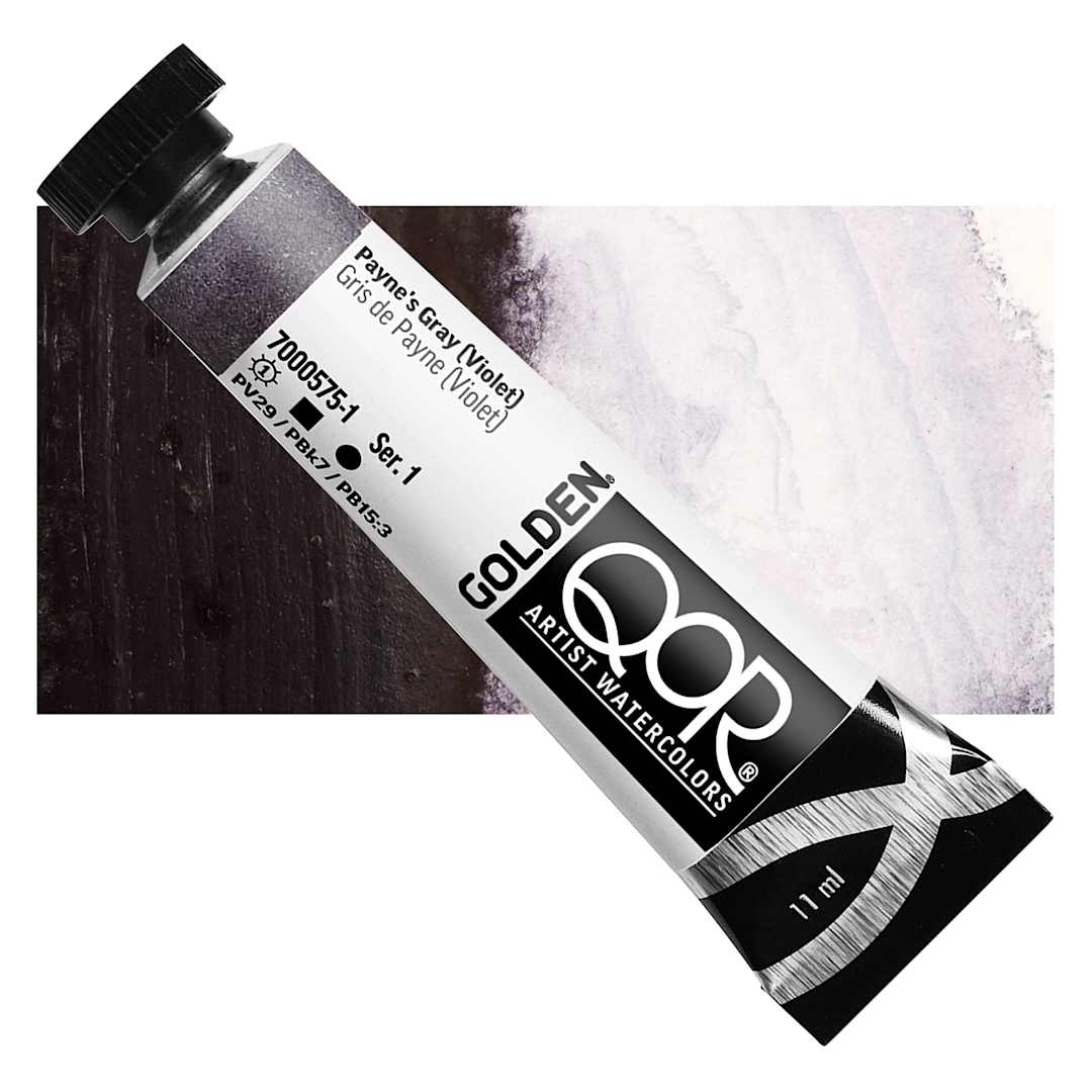 Open in modal - QoR Modern Watercolor - Payne's Gray Violet, 11 ml tube and swatch