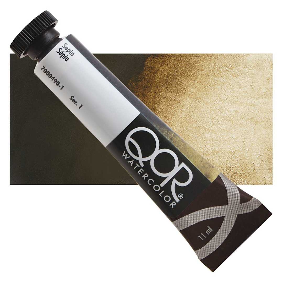 Open in modal - QoR Modern Watercolor - Sepia, 11 ml tube and swatch