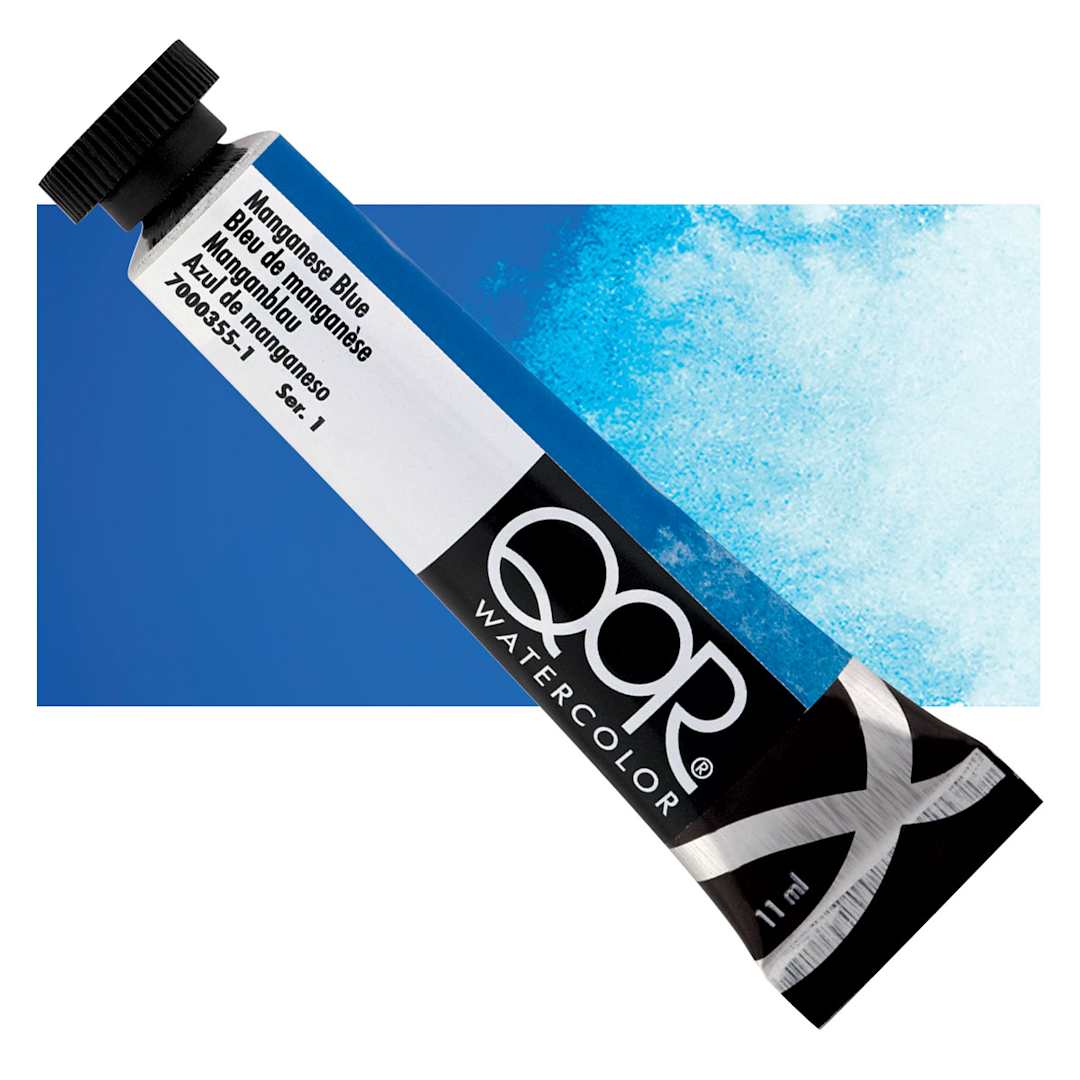 Open in modal - QoR Modern Watercolor - Manganese Blue, 11 ml tube and swatch