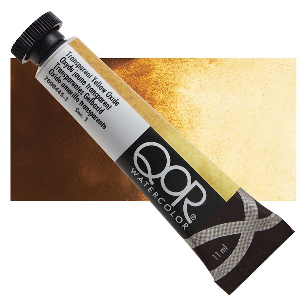 Open in modal - QoR Modern Watercolor - Transparent Yellow Oxide, 11 ml tube and swatch