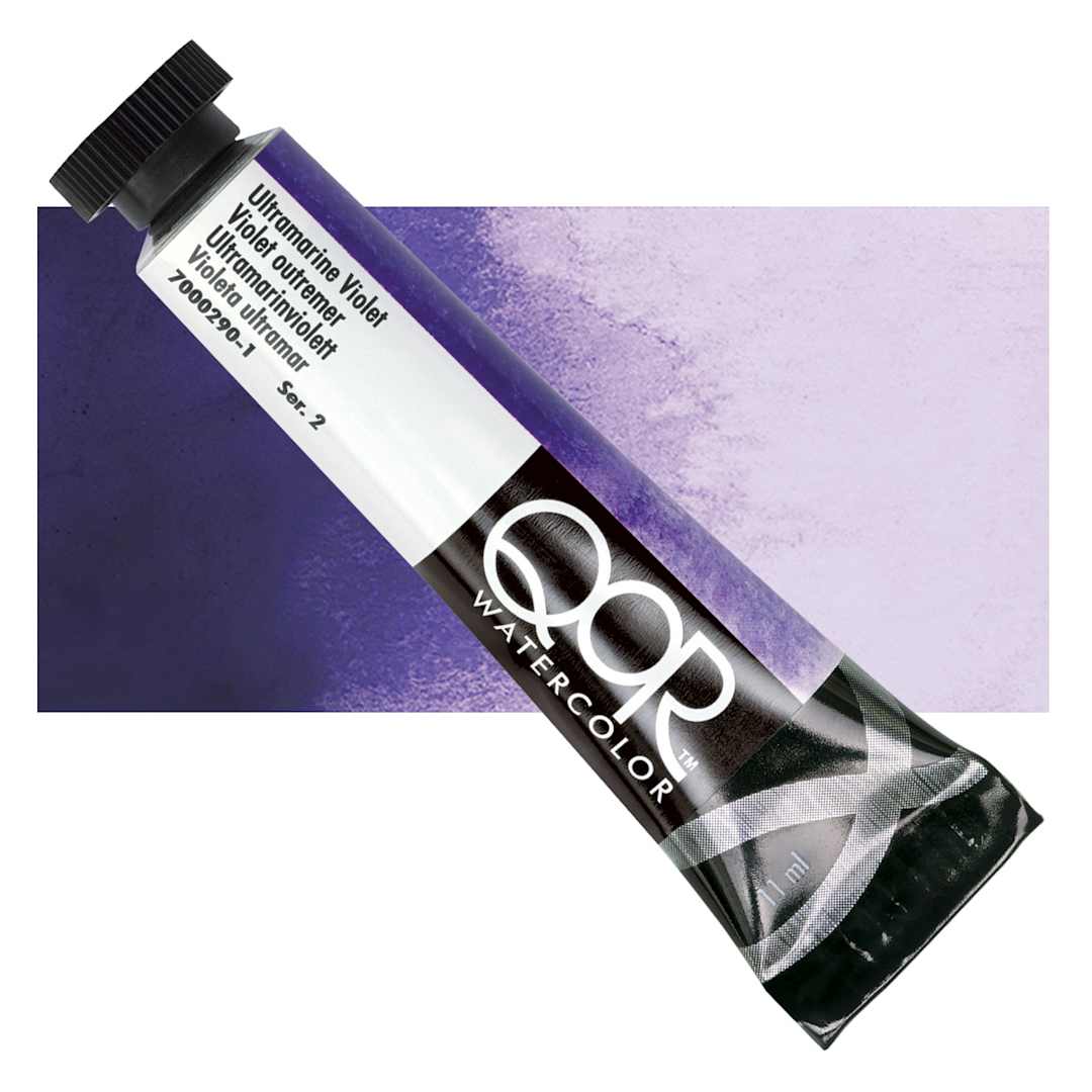 Open in modal - QoR Modern Watercolor - Ultramarine Violet, 11 ml tube and swatch