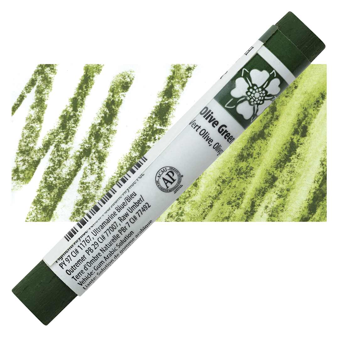 Open in modal - Daniel Smith Watercolor Stick - Olive Green stick and swatch