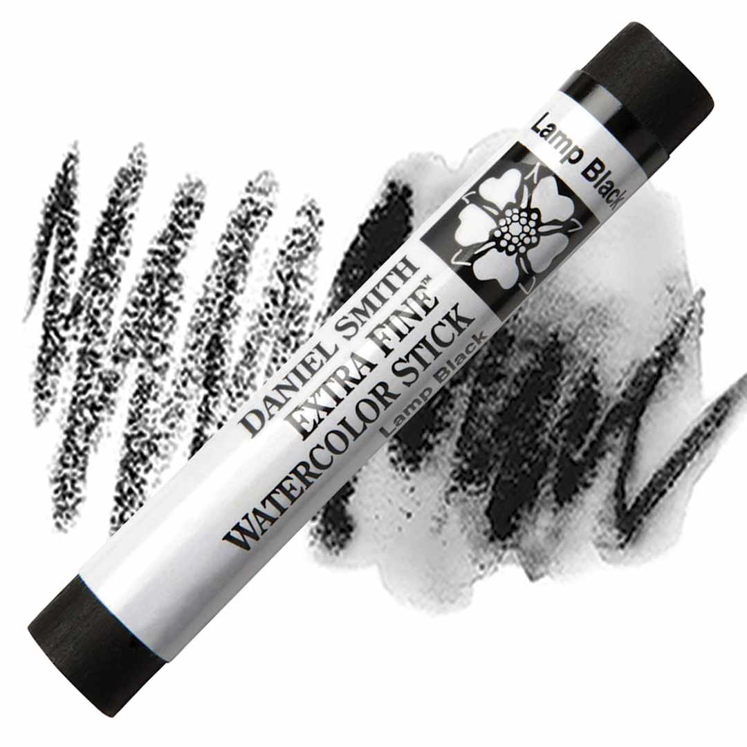 Open in modal - Daniel Smith Watercolor Stick - Lamp Black stick and swatch