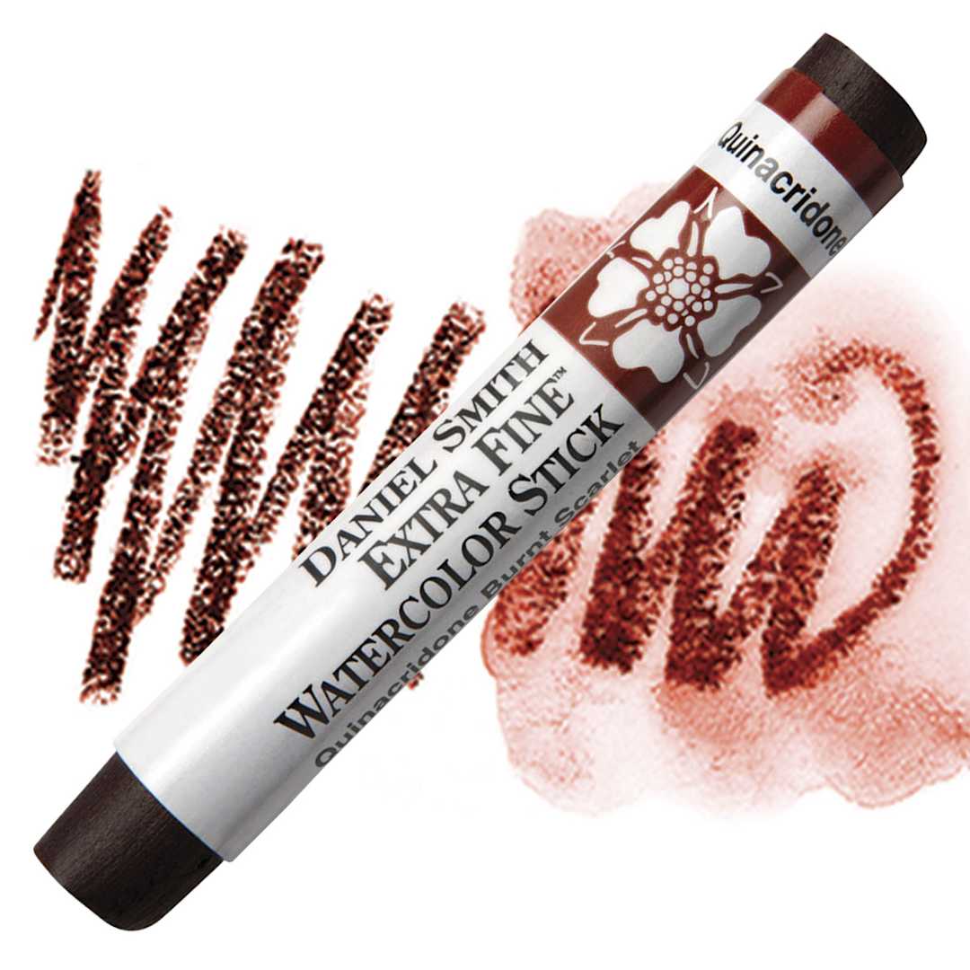 Open in modal - Daniel Smith Watercolor Stick - Quinacridone Burnt Scarlet stick and swatch