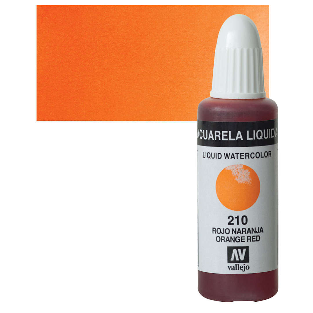 Open in modal - Vallejo Liquid Watercolor - Orange Red, 32 ml and swatch