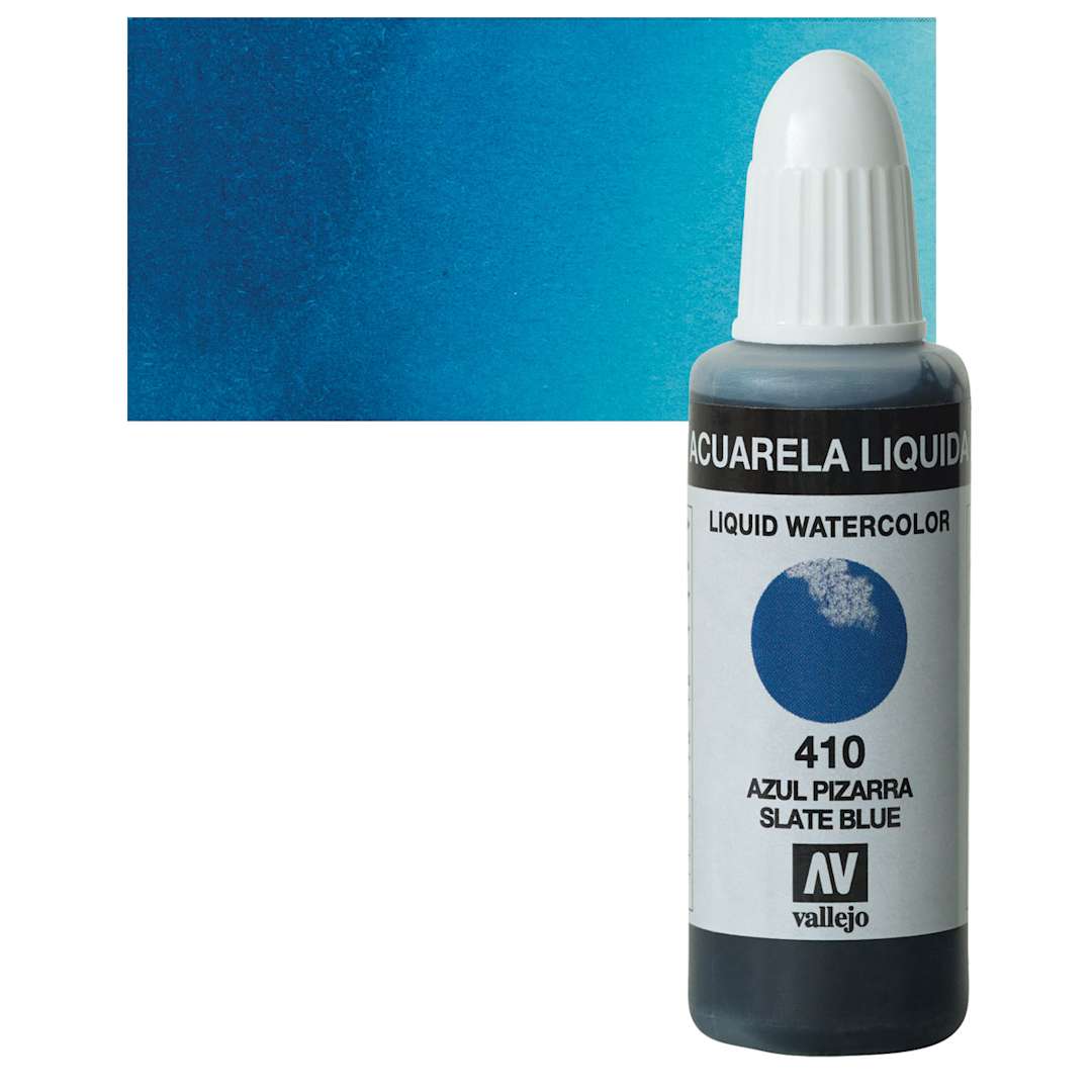 Open in modal - Vallejo Liquid Watercolor - Slate Blue, 32 ml and swatch