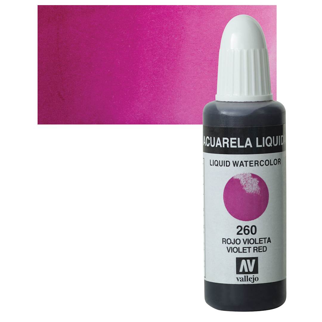 Open in modal - Vallejo Liquid Watercolor - Violet Red, 32 ml and swatch