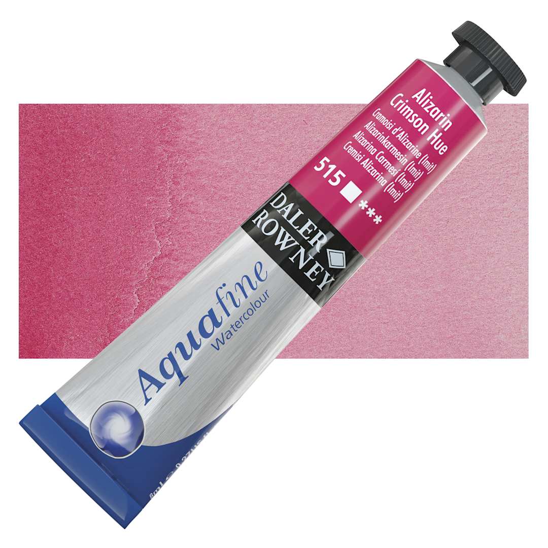 Open in modal - Daler-Rowney Aquafine Watercolor - Alizarin Crimson Hue, 8 ml, Tube and swatch