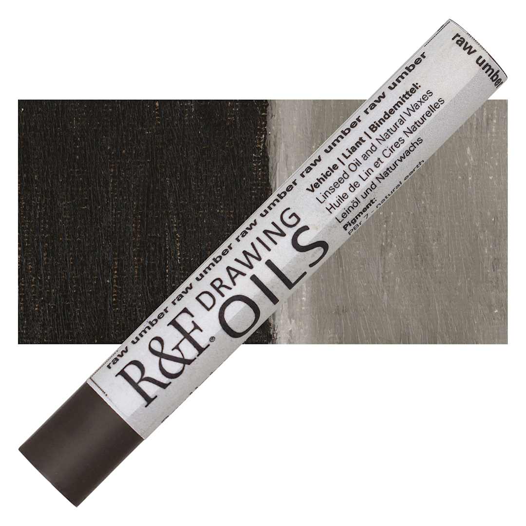 Open in modal - R&F Drawing Oil Stick - Raw Umber, 12 ml stick and swatch