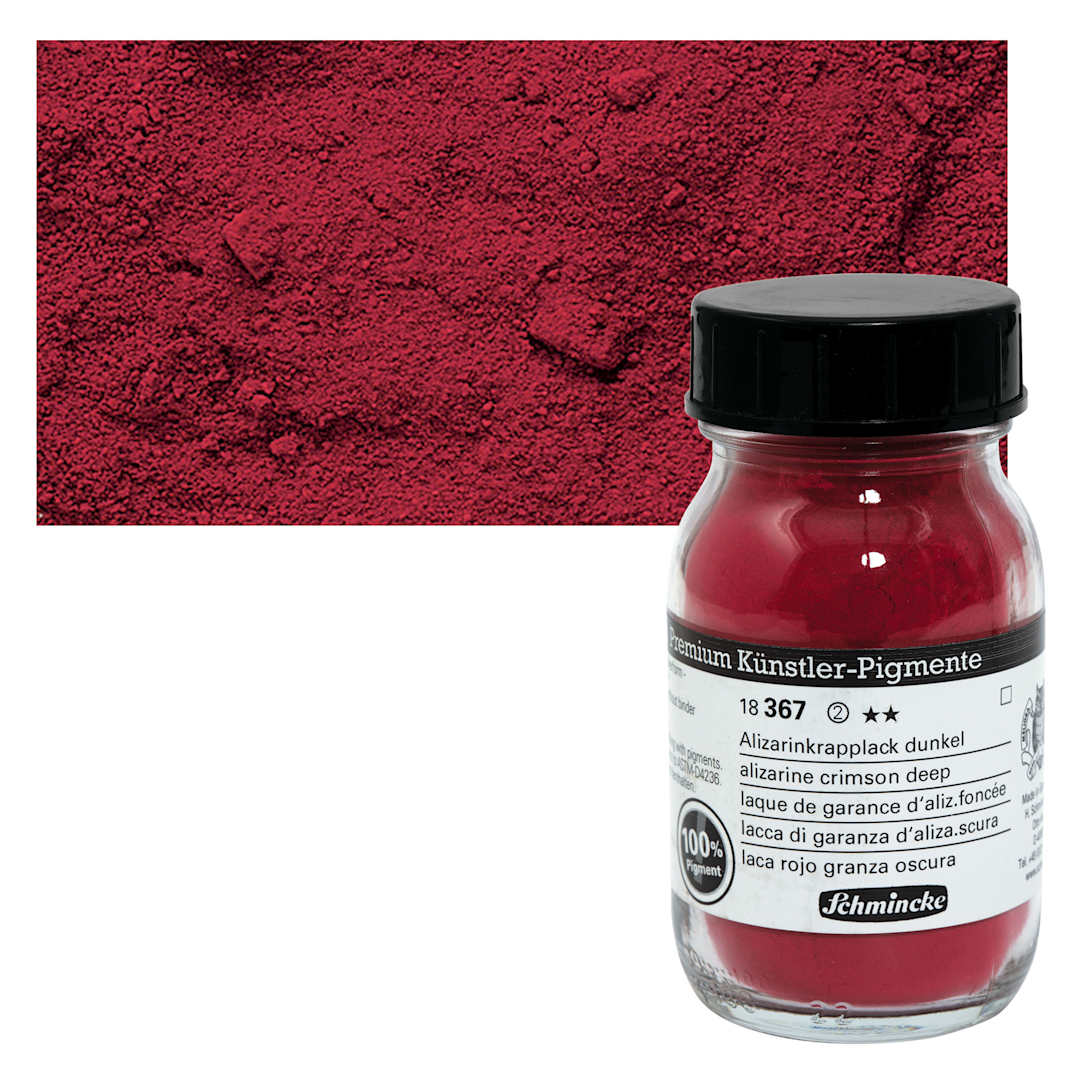 Open in modal - Schmincke Pigment - Alizarine Madder Deep, 100 ml Jar and swatch