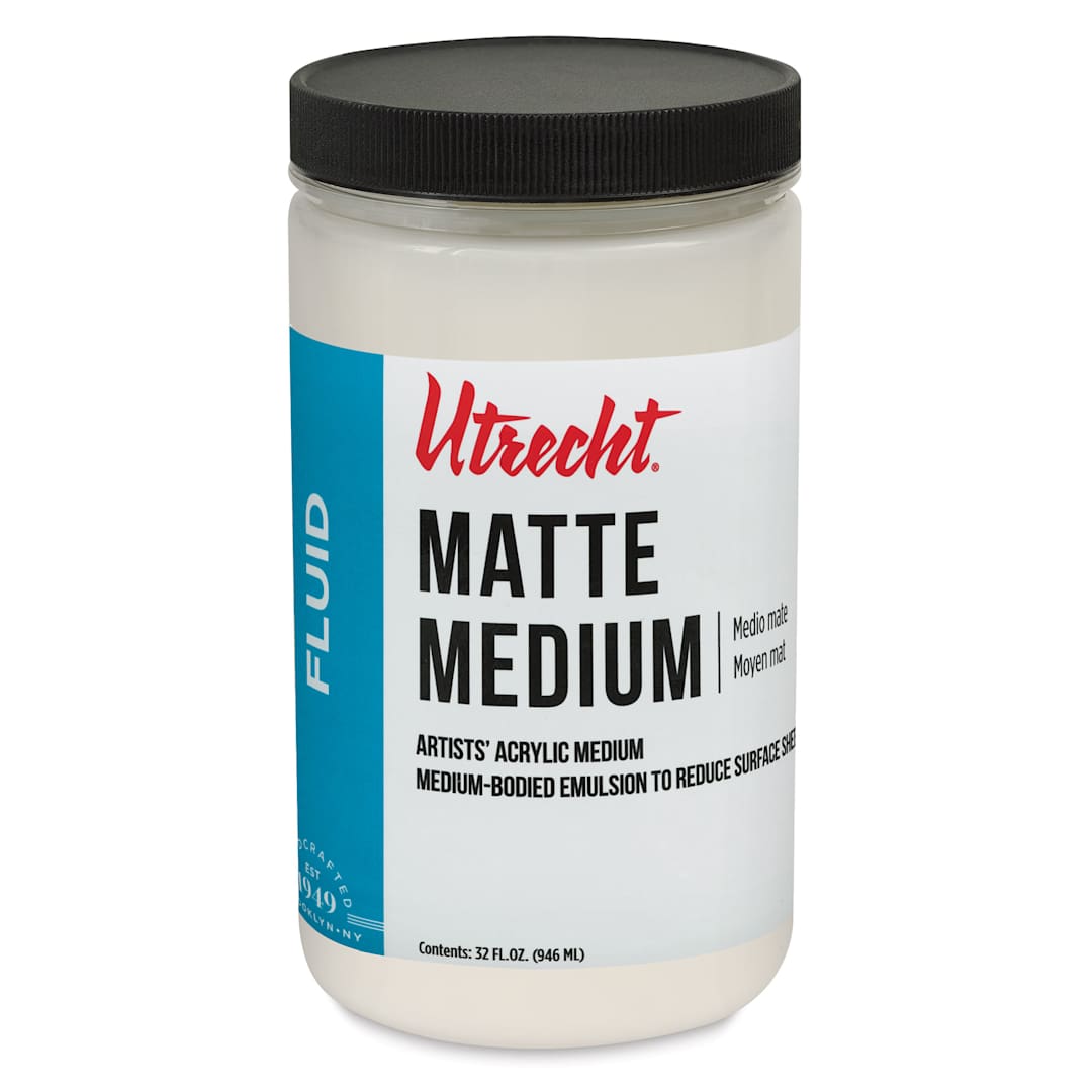 Open in modal - New look! Same formula - Utrecht Artists' Acrylic Fluid Medium - Matte Medium, 32 oz