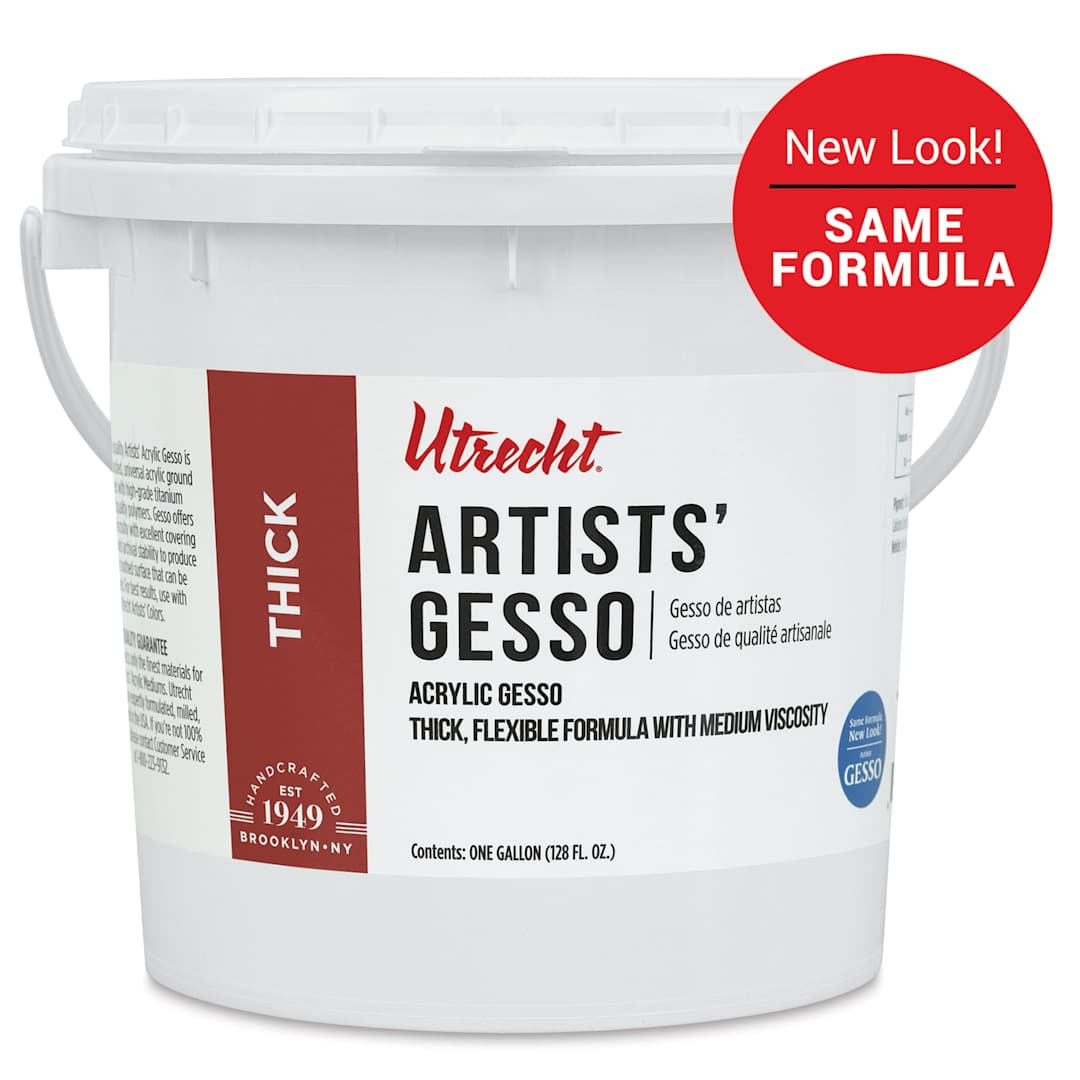 Open in modal - New look! Same formula Utrecht Artists Acrylic Gesso - Medium Bodied, White, Gallon