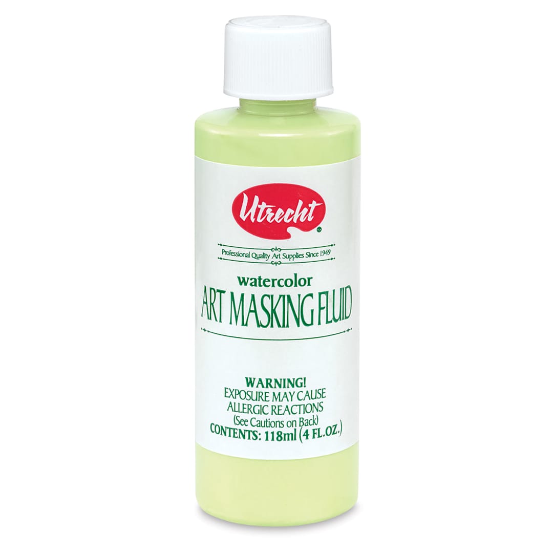 Open in modal - Utrecht Watercolor Paint Masking Fluid - Front of 4 oz bottle shown