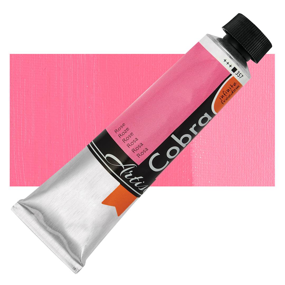Open in modal - Cobra Artist Water Mixable Oil Paint - Rose, 40 ml tube and swatch