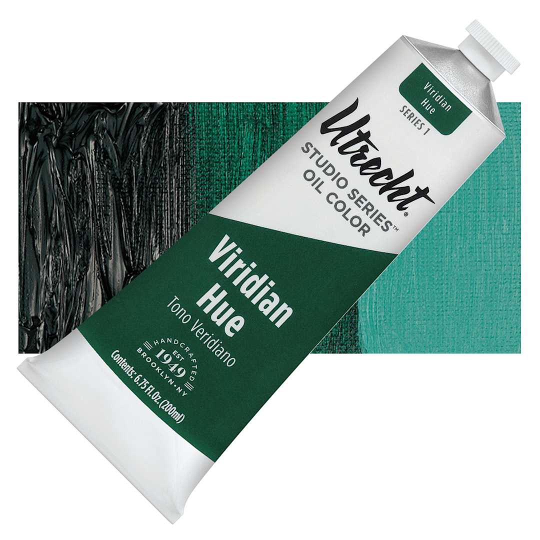 Open in modal - Utrecht Studio Series Oil Paint - Viridian Hue, 200 ml tube and swatch