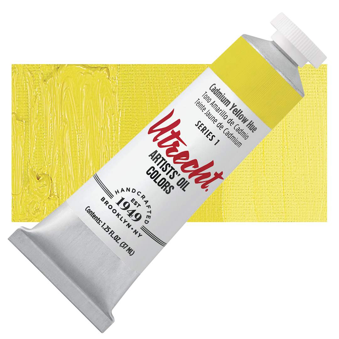 Open in modal - Utrecht Artists' Oil Paint - Cadmium Yellow Hue, 37 ml tube and swatch